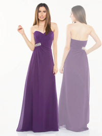Last Dress - Strapless Chiffon Beaded Waist Accent Gown