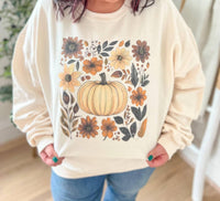 The Way Down South - Boho Floral Fall Pumpkin Sweatshirt - Plus