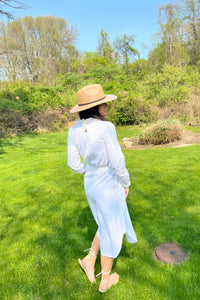 NIBI MTK Nico Midi Shirt Dress in white dobby - women's dress - detail view