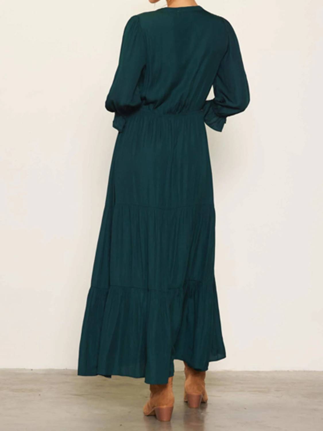 Skies Are Blue - Long Sleeve Ruffle Maxi Dress