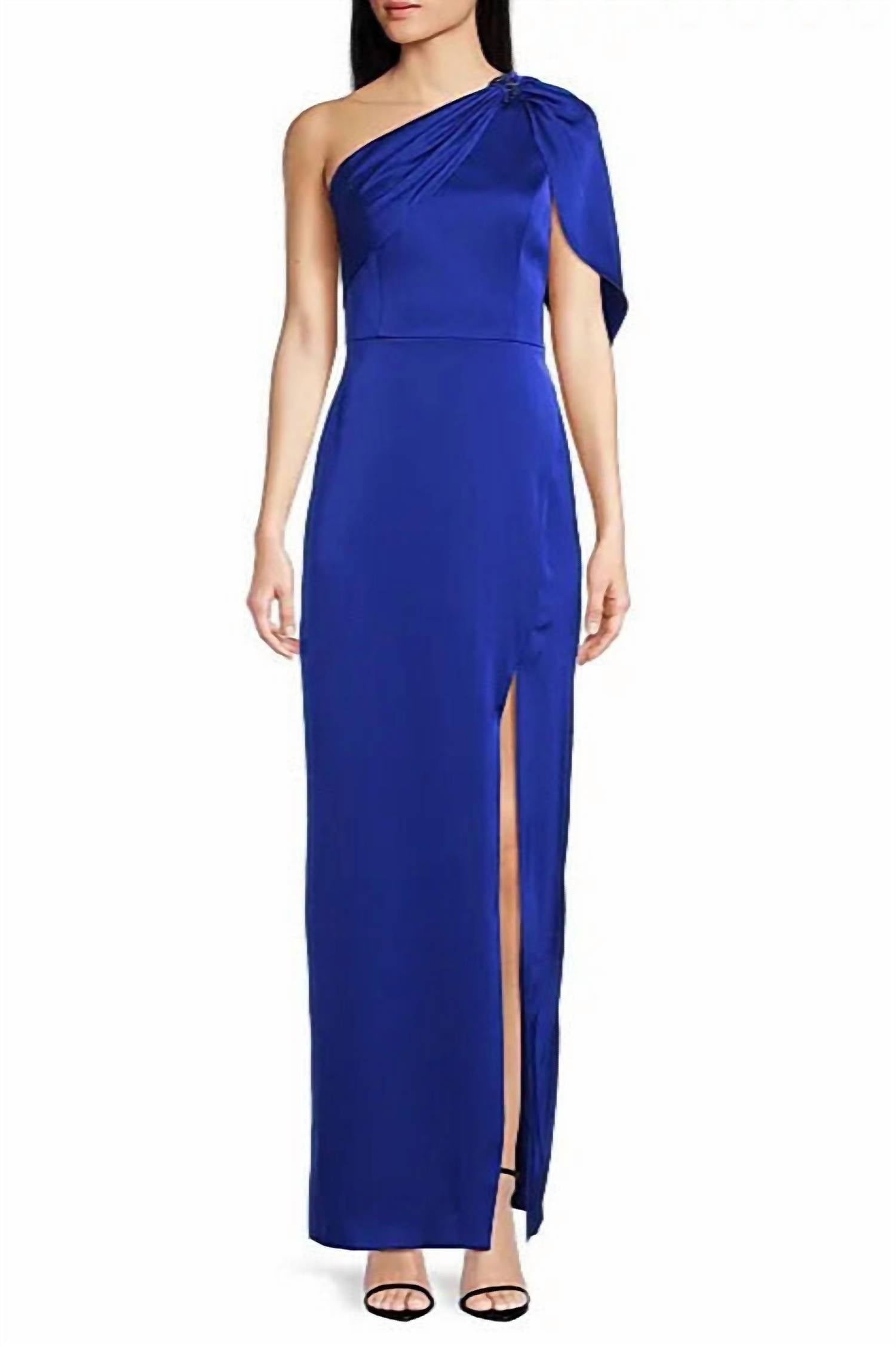 Aidan Mattox - Asymmetric Draped One-shoulder Gown Dress