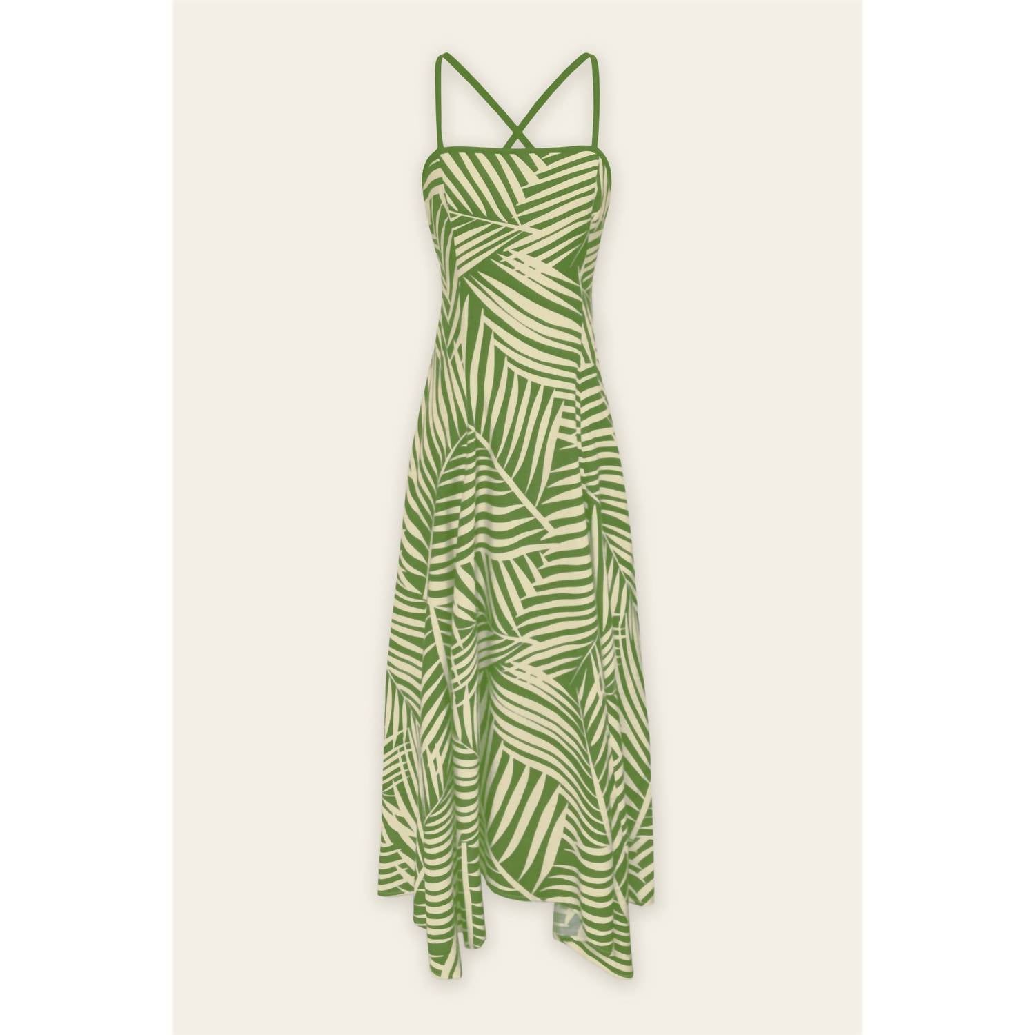 DRESS FORUM Mango Grove Handkerchief Hem Dress in sage cream - women's dress - view 4
