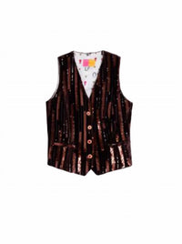 Vilagallo Sleeveless Sequin Vest in bronze - women's jacket - detail view