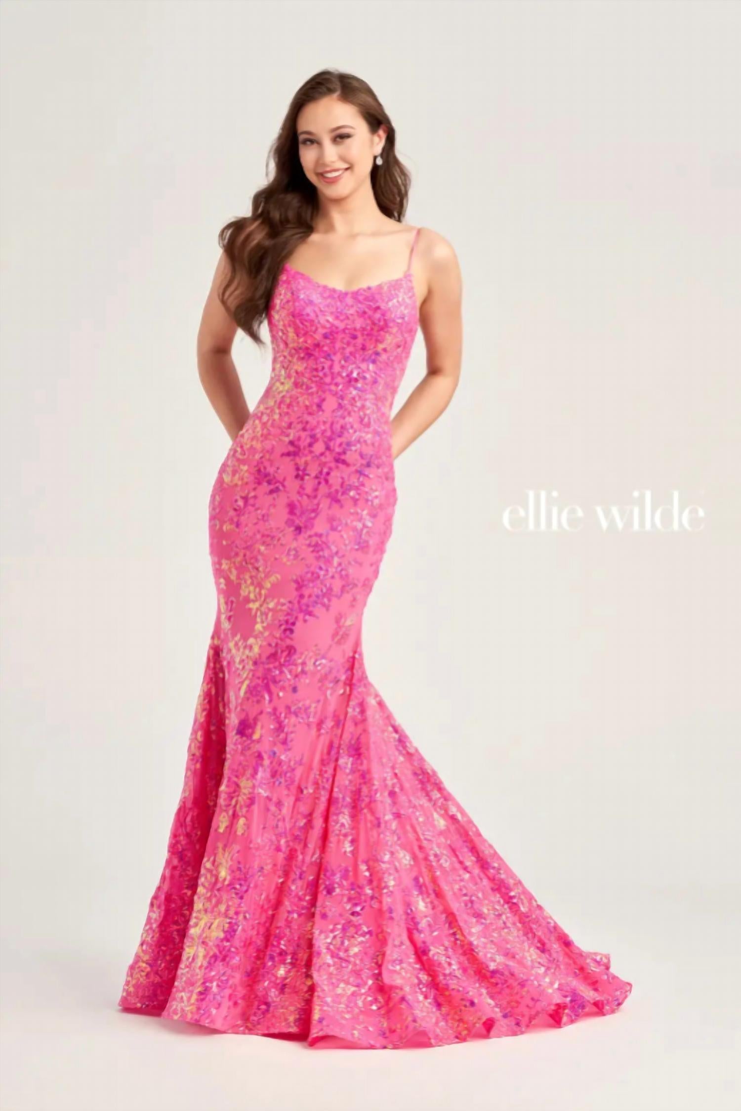 Ellie Wilde - Cami Sequin Patterned Gown