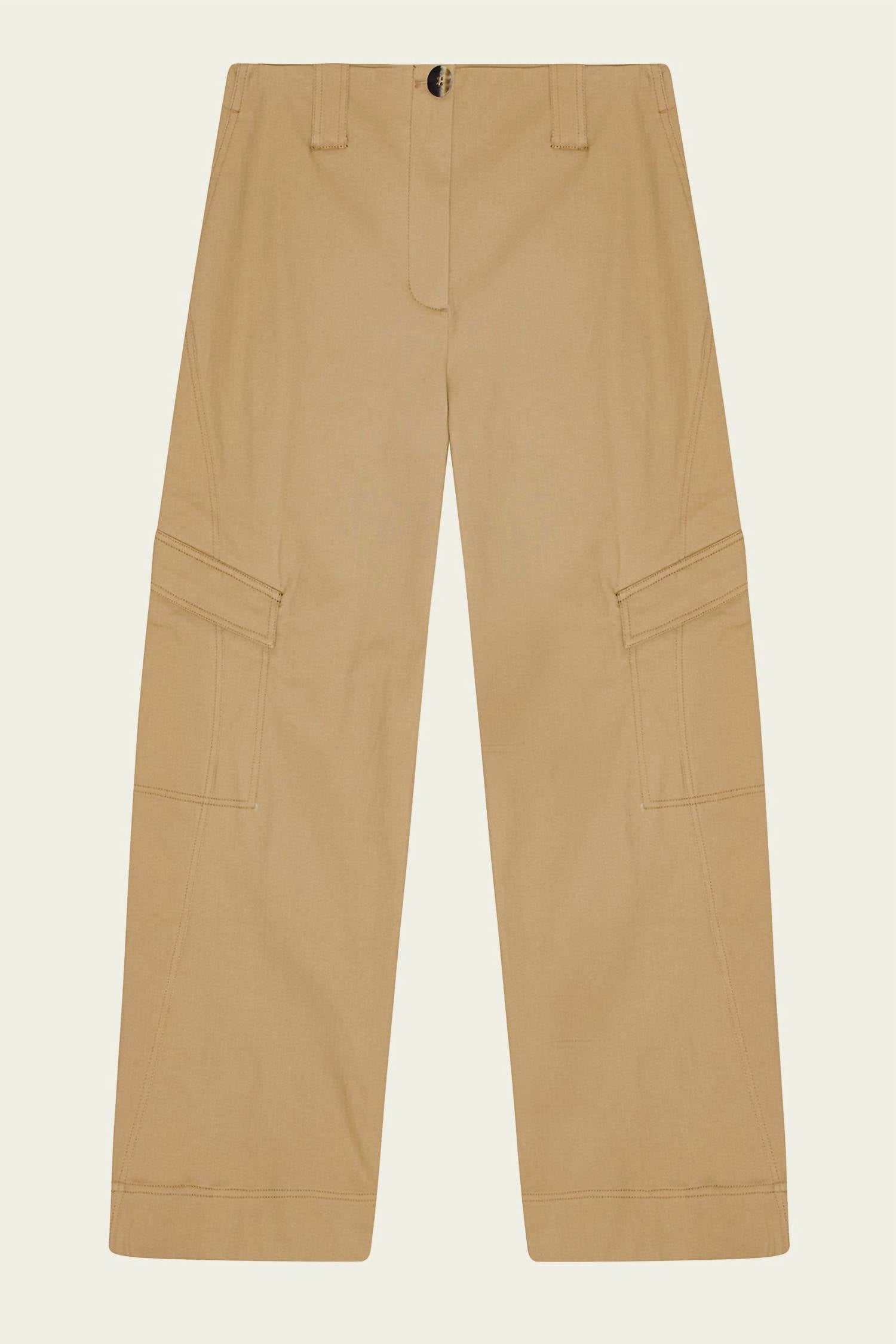 Ganni - Herringbone Canvas Mid Waist Trousers