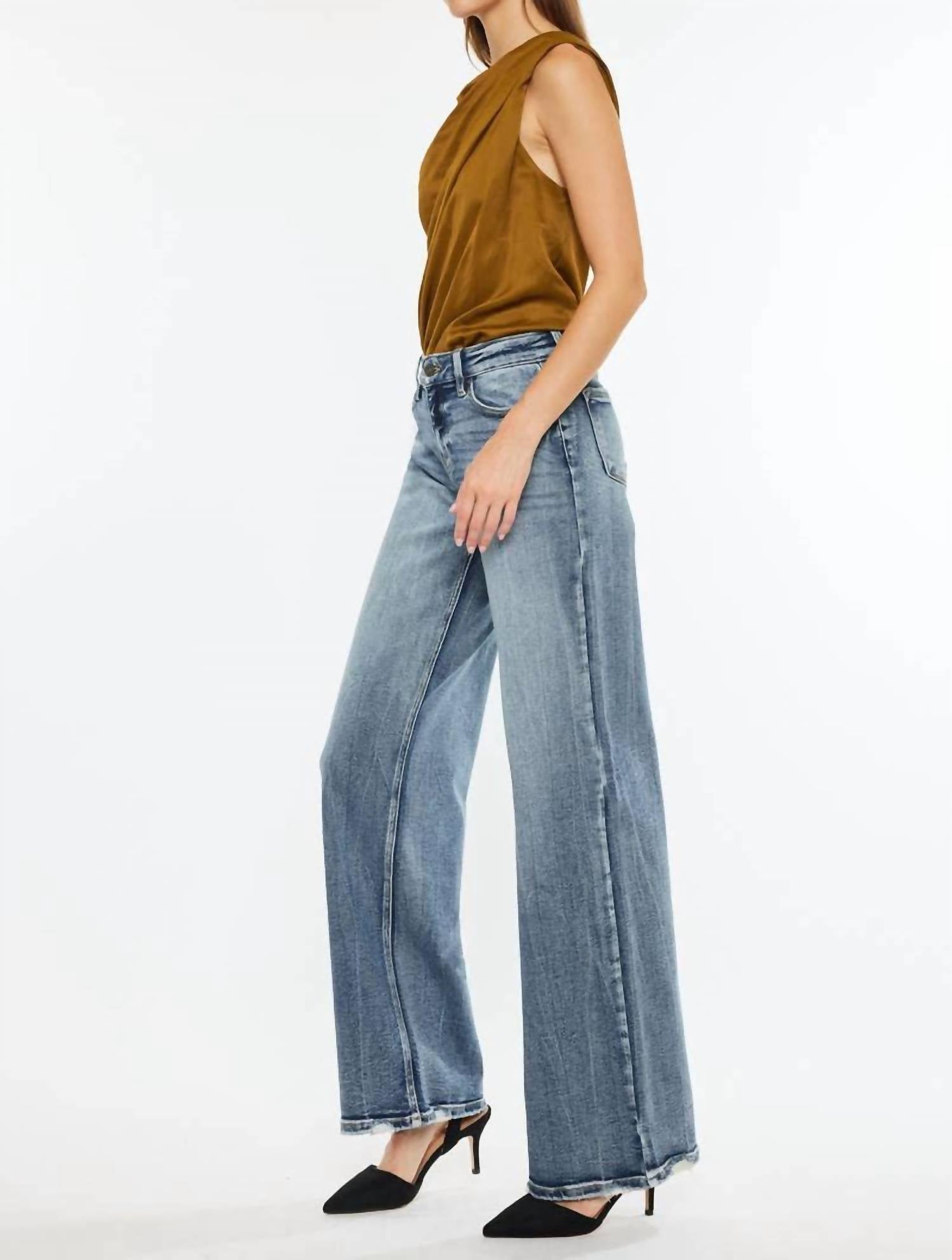 Kancan - Mid Rise Wide Leg Jeans