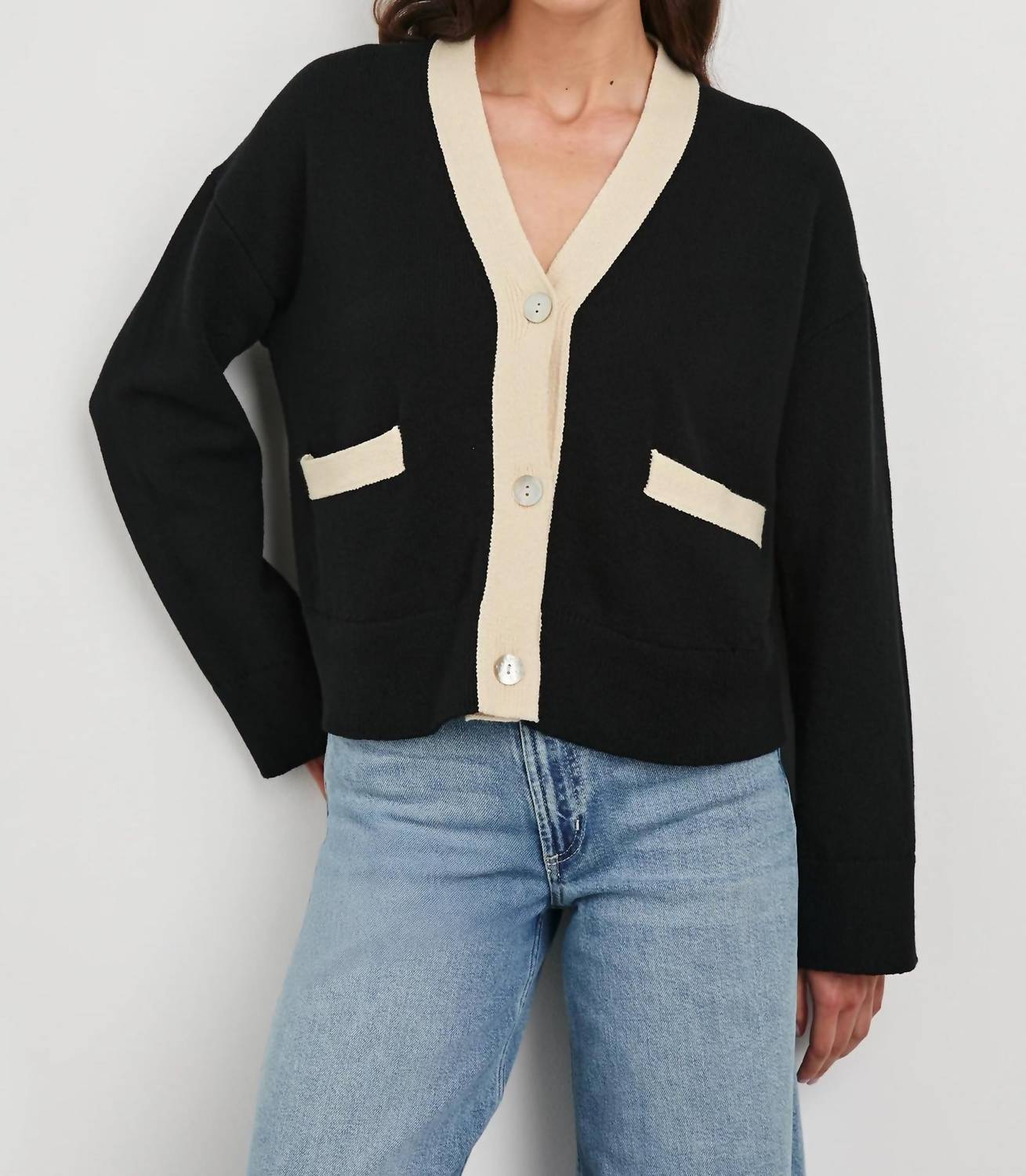 Rails Geneva Cardigan in black ivory 1 - women's cardigan