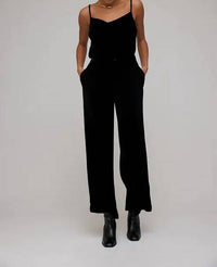 Bella Dahl Velvet Wide Leg Trouser in black - women's pants