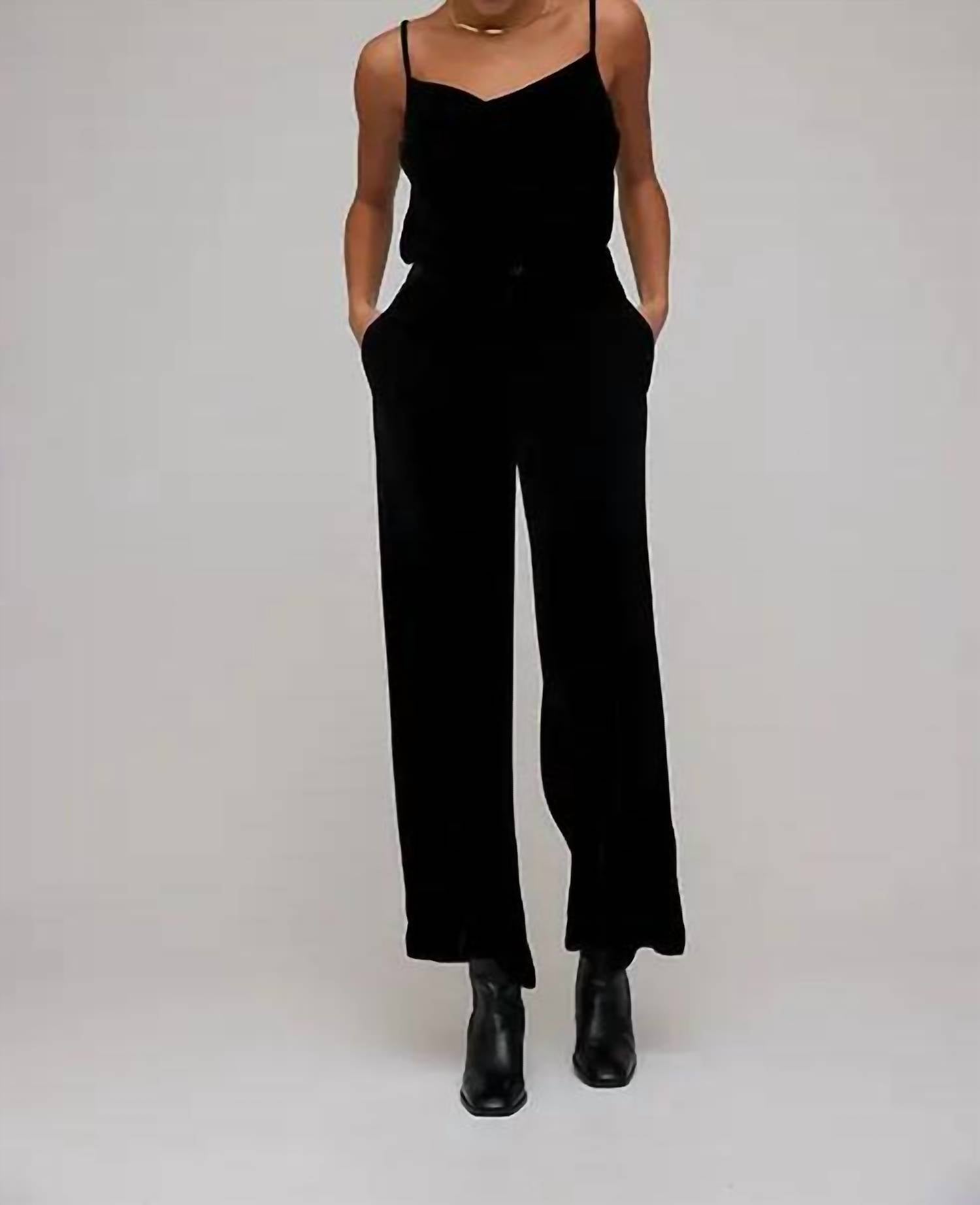 Bella Dahl Velvet Wide Leg Trouser in black - women's pants