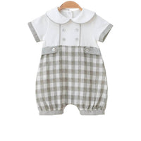 Omnis Pura - Boys Adam Plaid Bubble Romper