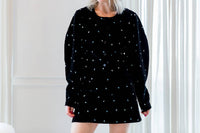 Marlies Grace Jackie Mini Skirt in black velvet embroidery - women's skirt - alternate view