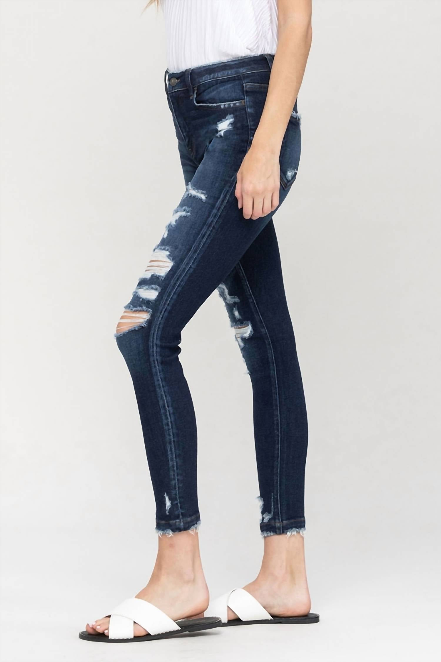 Vervet By Flying Monkey - Haylie High Rise Skinny Distressed Jean