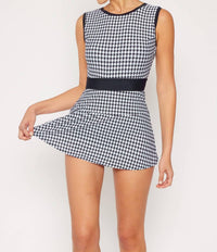 Marina West Swim - Houndstooth One Piece Swim Suit with Removable Skirt