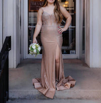 Sherri Hill Women's Prom Dress in nude silver - women's dress - detail view