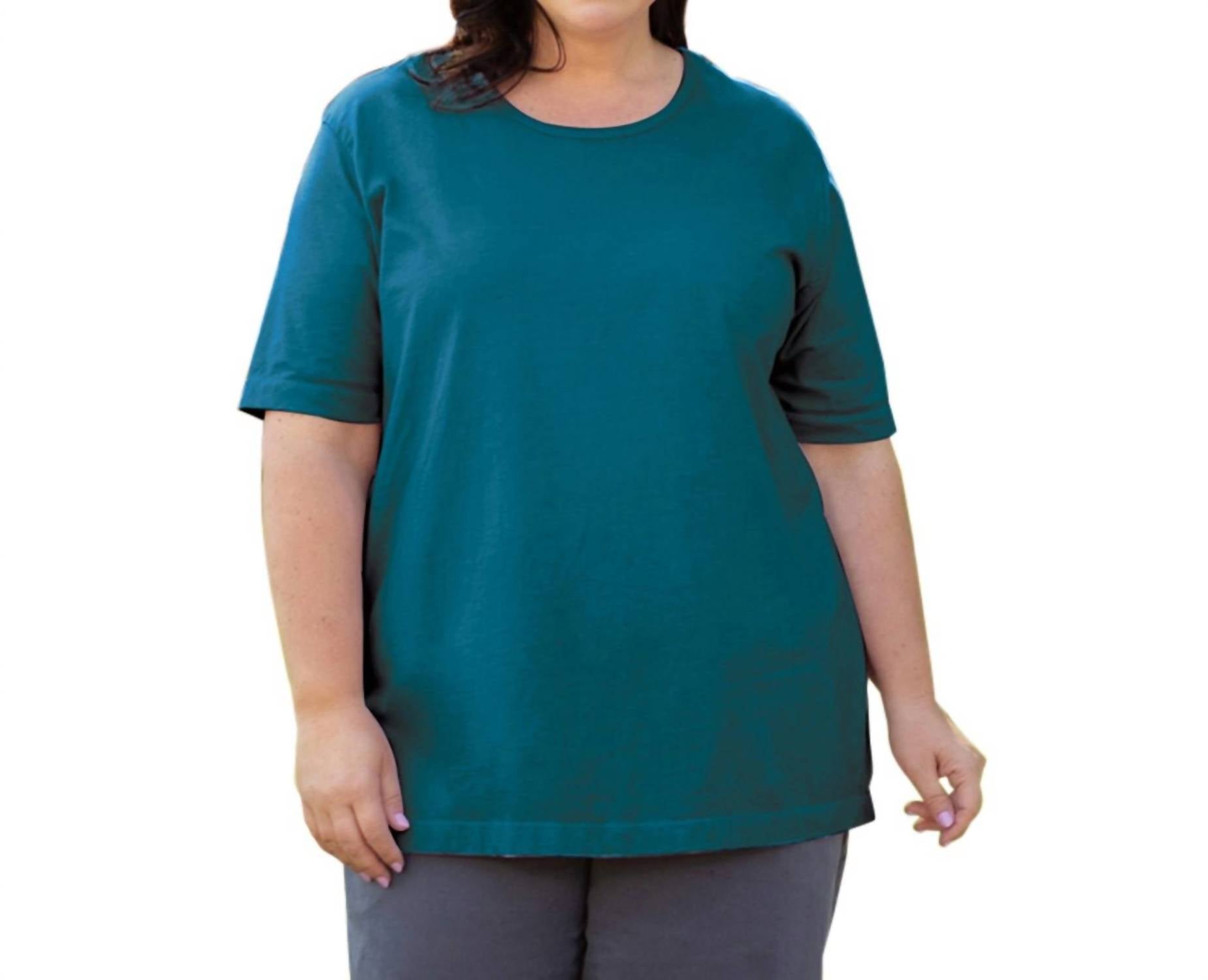 On The Plus Side - Jersey U-Neck Short Sleeve Tee - Plus