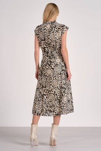 ELAN Emma Printed Maxi Dress in black acorn - women's dress - detail view