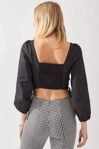 Day + Moon - Lace Up Poplin Top