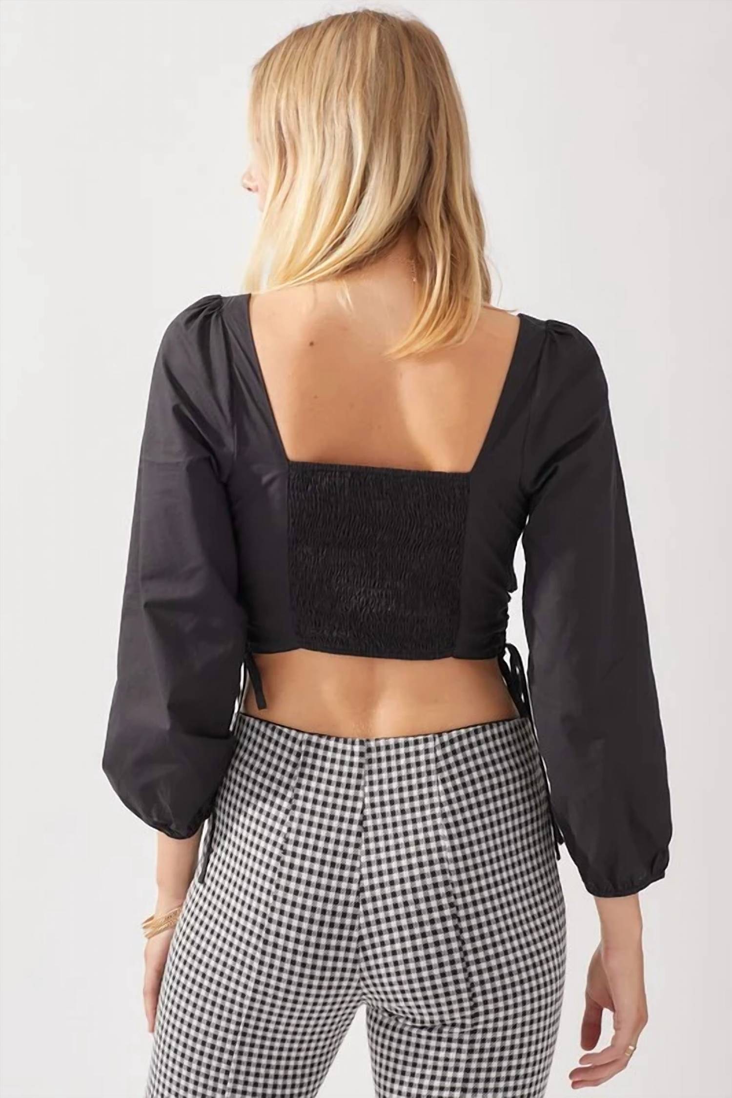 Day + Moon - Lace Up Poplin Top
