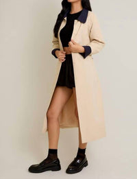 Le Lis - Raglan Sleeve Contrast Collar Oversized Trench Coat