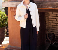 Karen Kane Faux Leather Cropped Jacket in off white - women's jacket - view 5