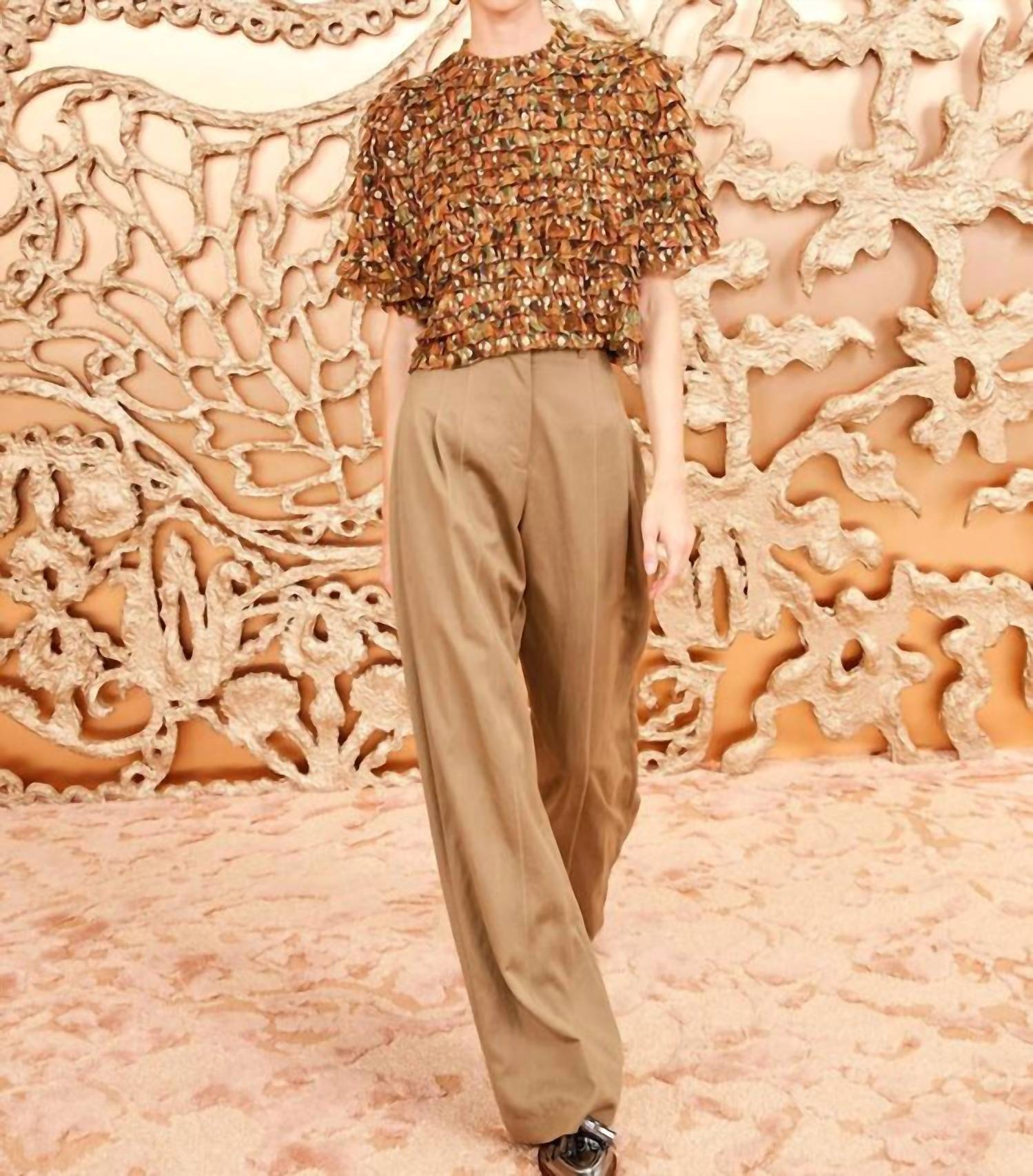 Ulla Johnson Carmella Crinkle Chiffon Blouse in tigers eye - women's blouse