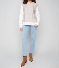 Charlie B - Foiled Crew Neck Fooler Sweater Vest