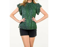 THML Flutter Sleeve Top in green - women's blouse