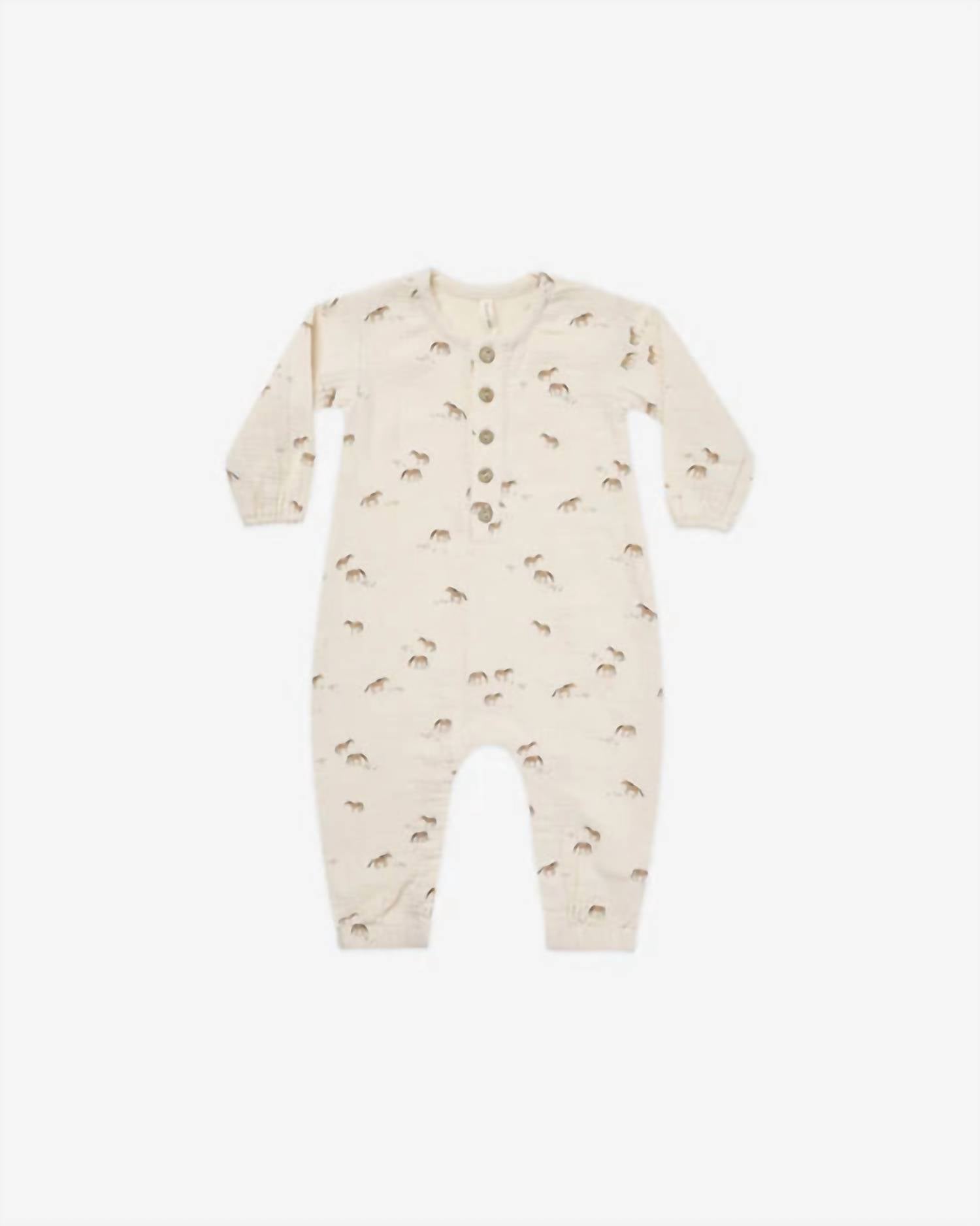 Quincy Mae - Baby Horses Long Sleeve Woven Jumpsuit