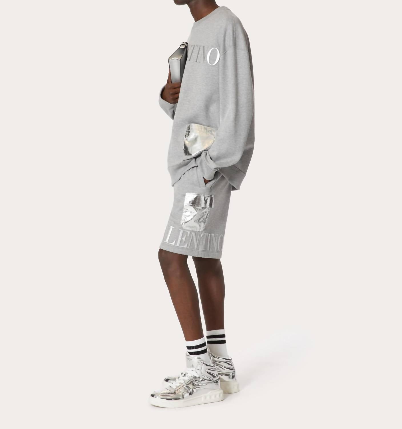 Valentino - Metallic Pockets Embossed Bermuda Shorts