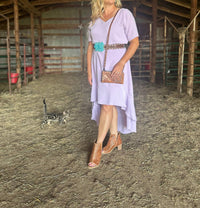 Lucky & Blessed Wild One Hi Lo Dress in lavender - women's dress - detail view