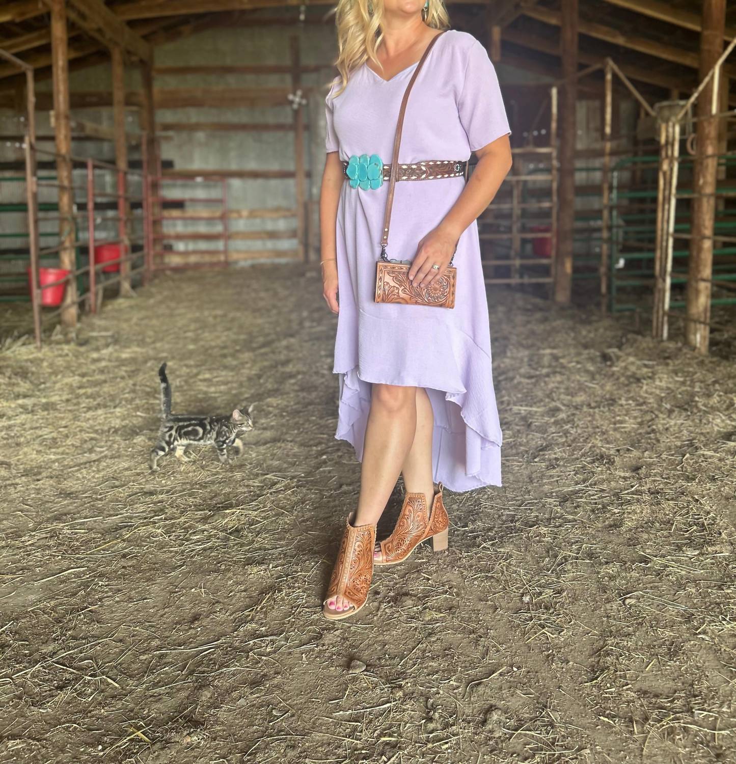 Lucky & Blessed Wild One Hi Lo Dress in lavender - women's dress - detail view