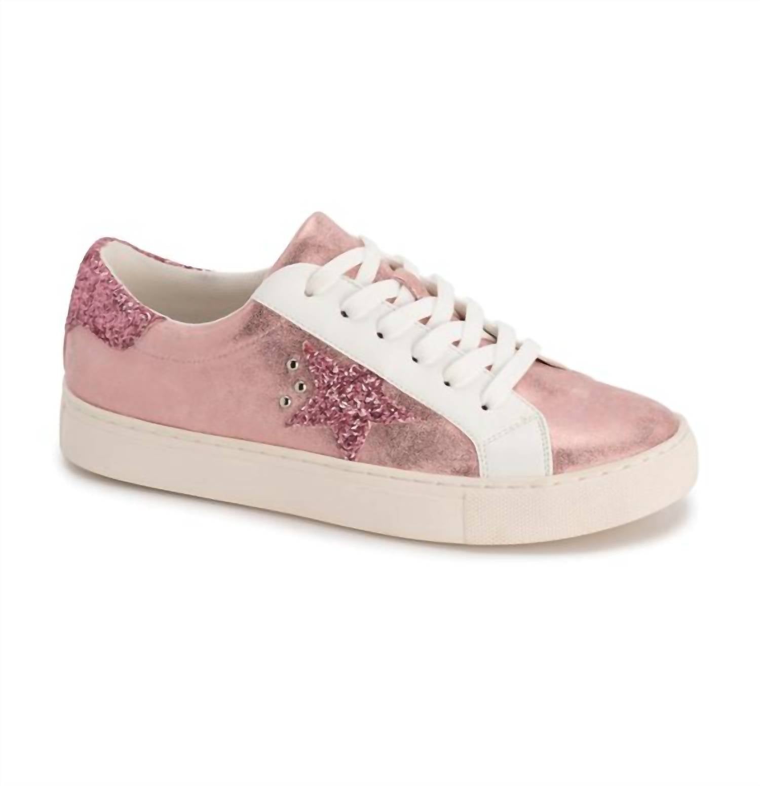 Hey Girl by Corkys Women's Supernova Glitter Sneaker in pink metallic 1 - women's sneaker