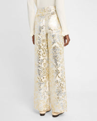 Lafayette 148 - Sullivan High Rise Metallic Jaquard Pants