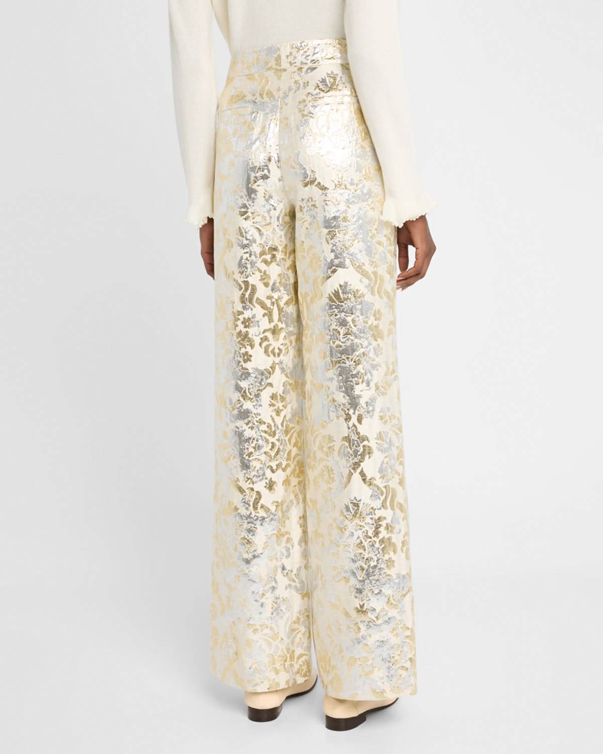 Lafayette 148 - Sullivan High Rise Metallic Jaquard Pants