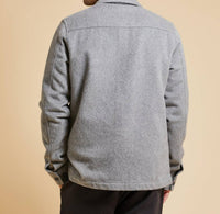HEDGE Button Up Brushed Shacket in grey - men's jacket - detail view