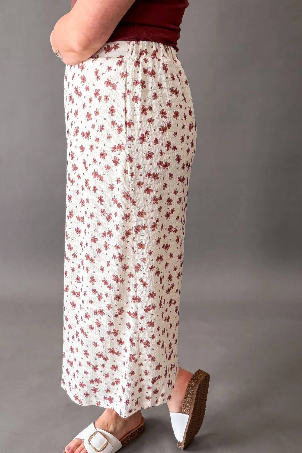 Mikarose - Textured Midi Floral Skirt