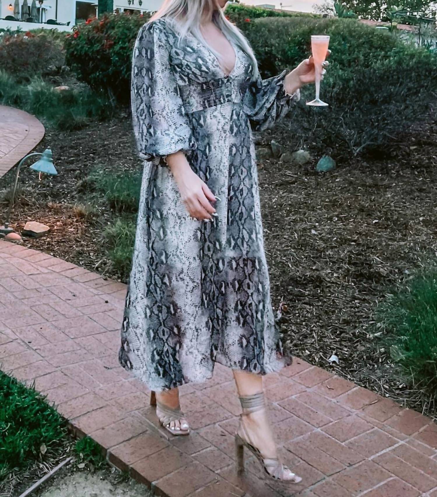 Fate - Snake Printed Mid-length Dress