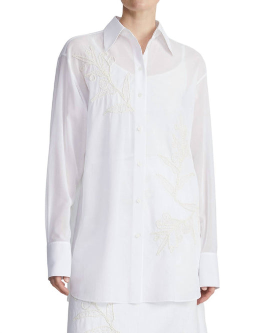 Lafayette 148 - New York Floral Embroidered Oversize Shirt