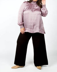 Tricot Chic - Pleated Long Sleeve Top - Plus