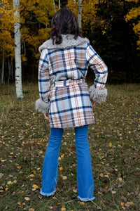 Blue B - Aztec Jacquard Fur Belted Coat