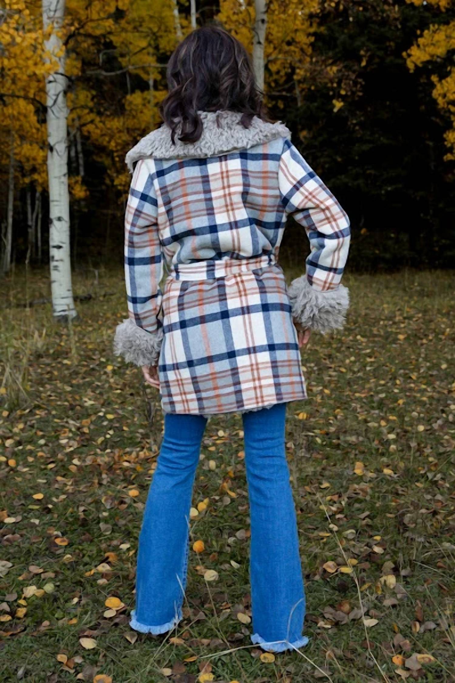 Blue B - Aztec Jacquard Fur Belted Coat
