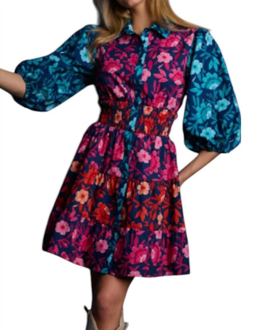 Peach Love - Bold Blooms Poplin Dress