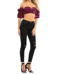 For Love & Lemons - Sophie Velvet Floral Top