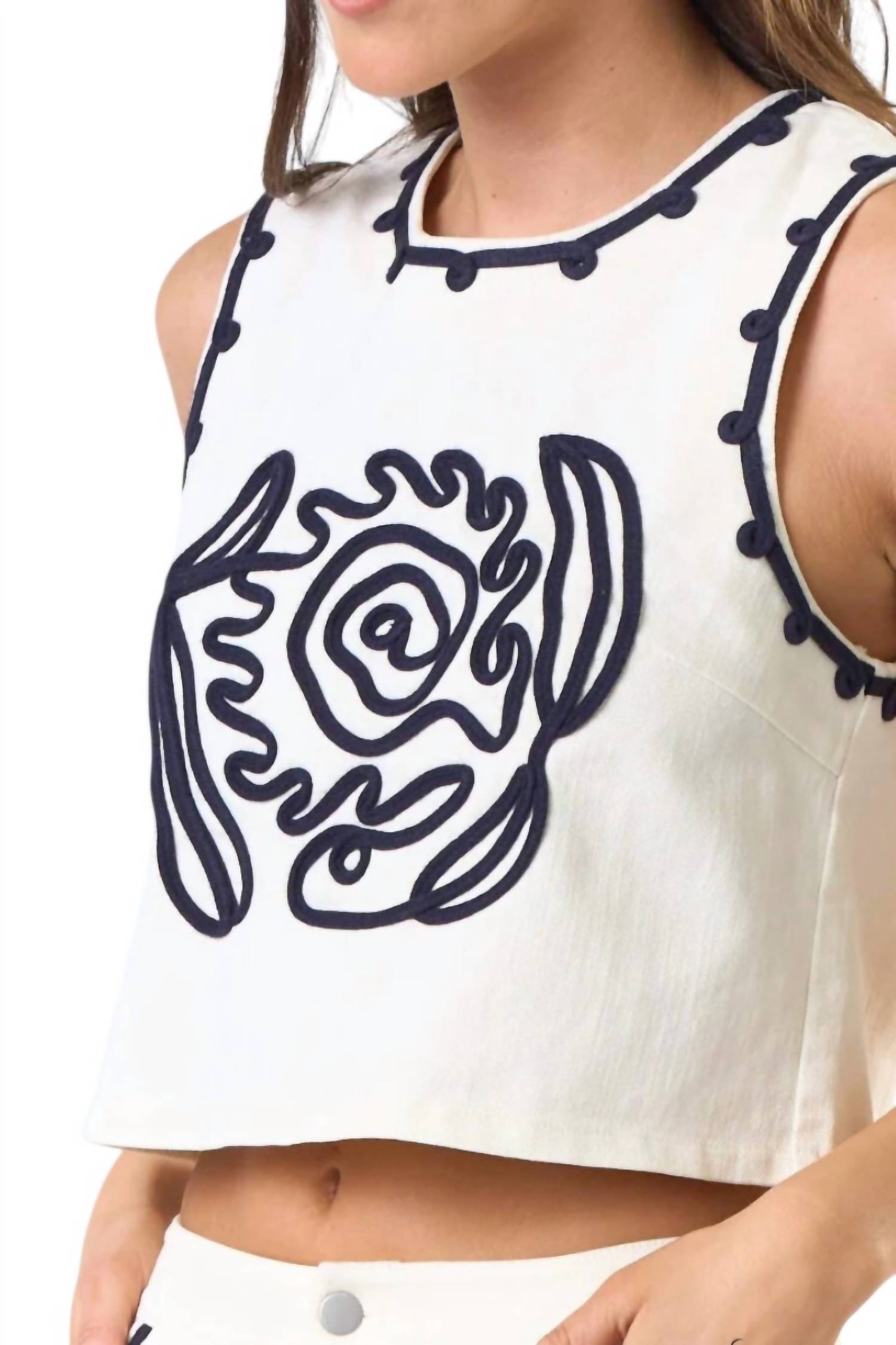 Lalavon - Elaine Detailed Denim Vest Top