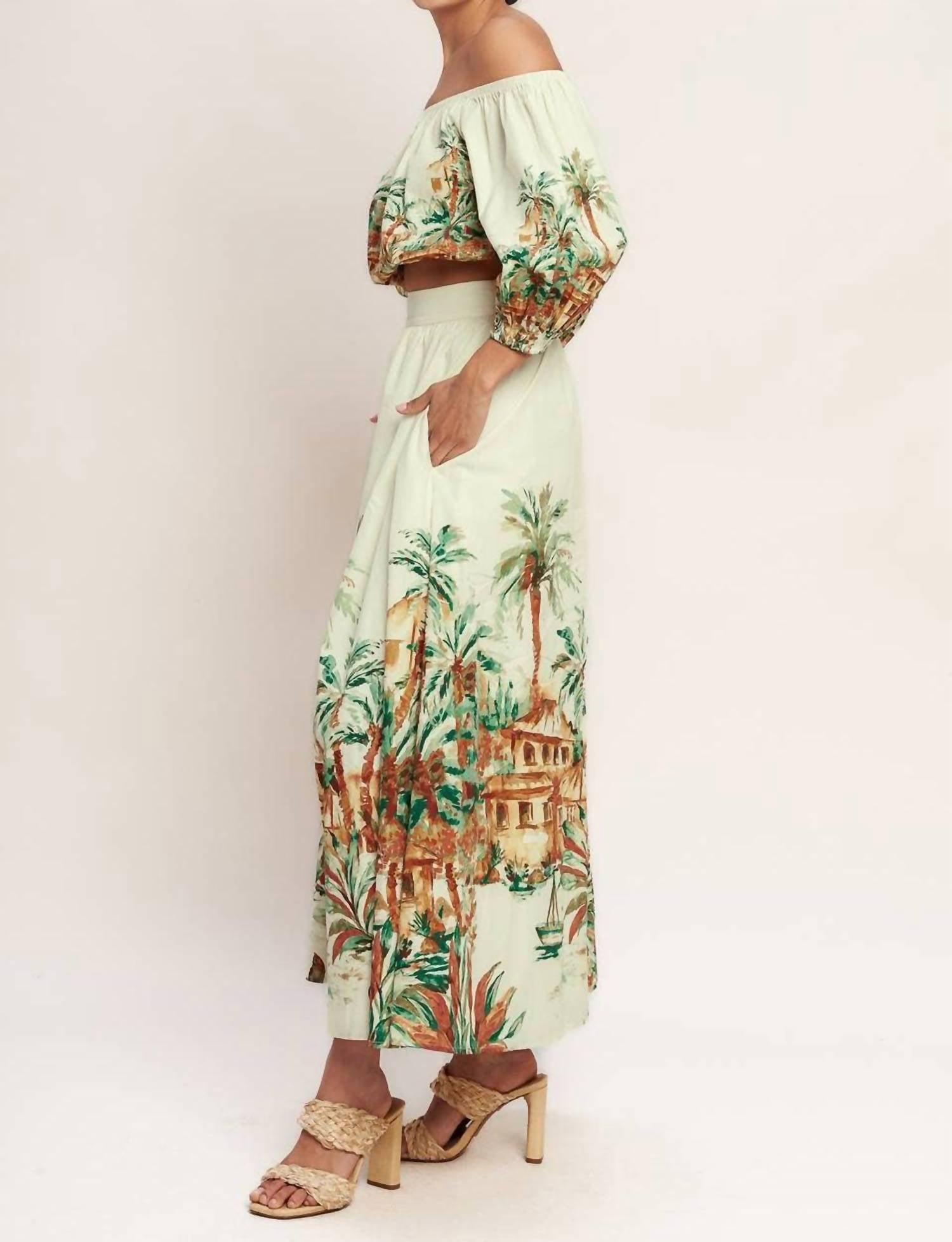 Flying Tomato - Printed Woven Midi Full Skirt