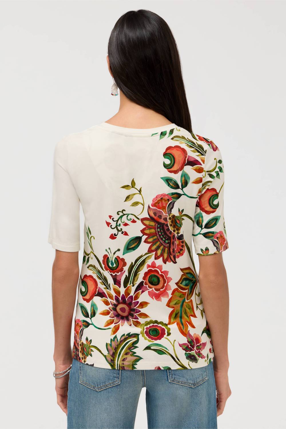Johnny Was - JANIE FAVORITE FITTED V-NECK ELBOW SLEEVE TEE