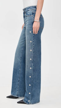 Paige - Sasha 34" Side Seam Snap Jeans