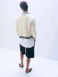 White + Warren - Cashmere Varsity Cable Crew Top