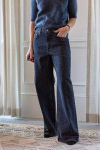 House of Dagmar Baggy Fit Stripe Denim Jeans in black - women's jeans - view 7