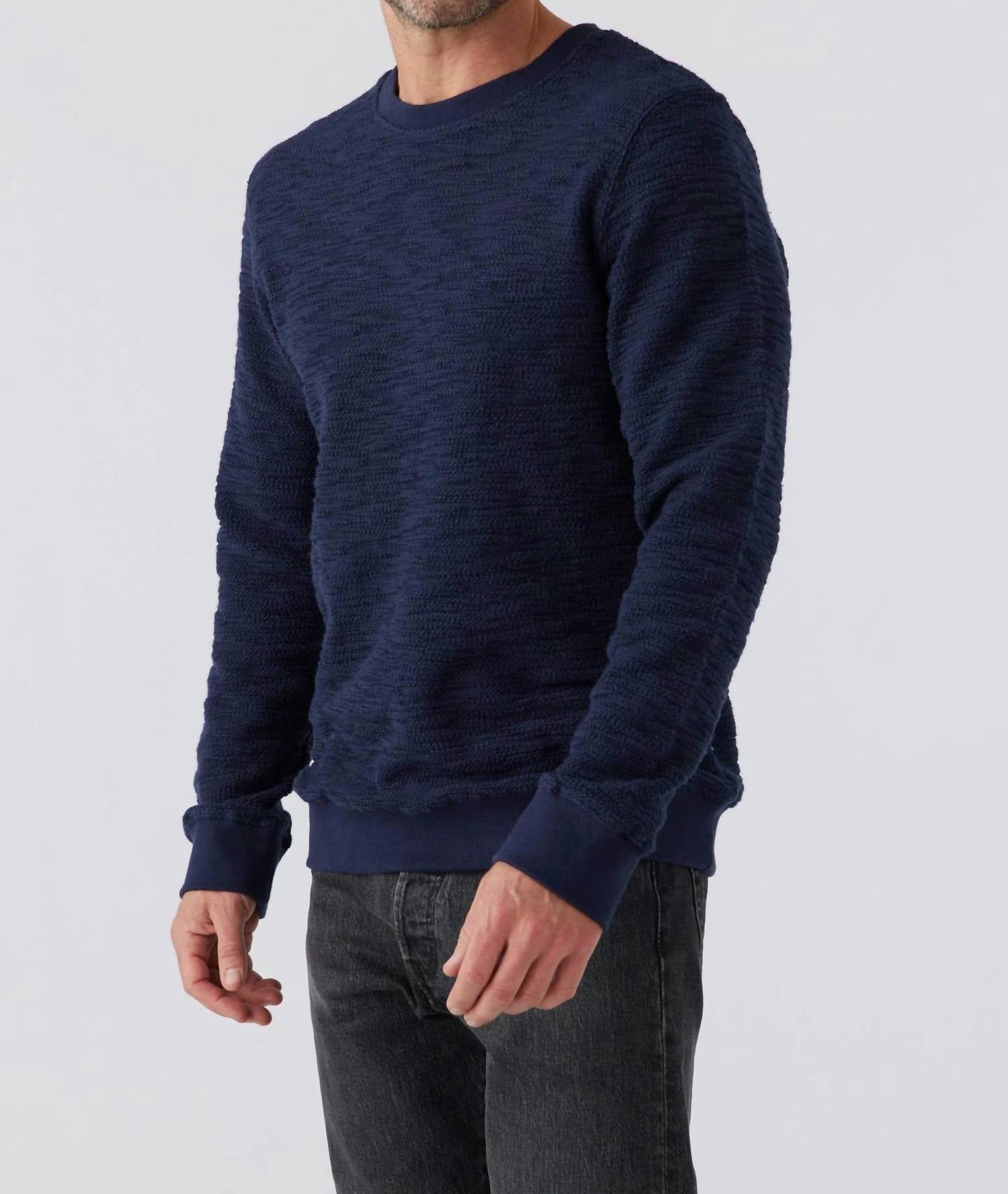 SOL ANGELES Linden Pullover in indigo - men's sweater - detail view